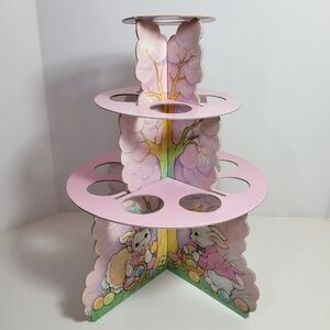 Loomco 3D Easter Egg HOLDER Tree Bunny 3 Tier Cardboard 13 Eggs 9.25" Vtg 1995
